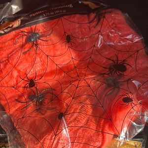 Spider webbing. Purple, green and orange.